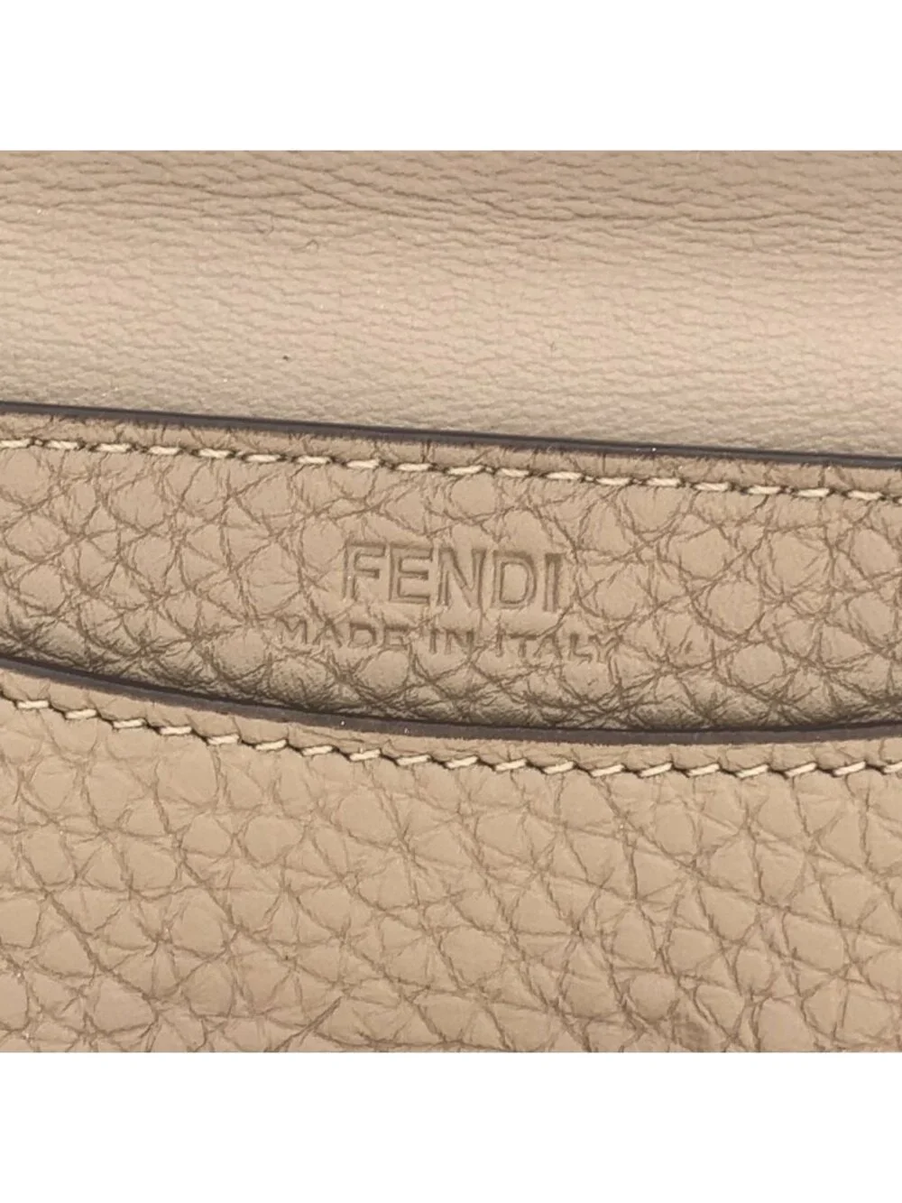 Fendi Selleria Peekaboo Leather Card Case Beige